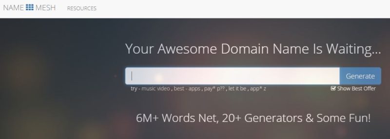 NameMesh - Website Name Generator and more 