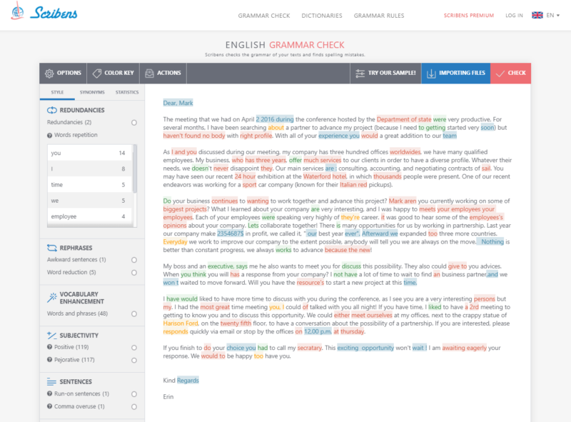 Free, Powerful English Grammar Checker - SCRIBENS