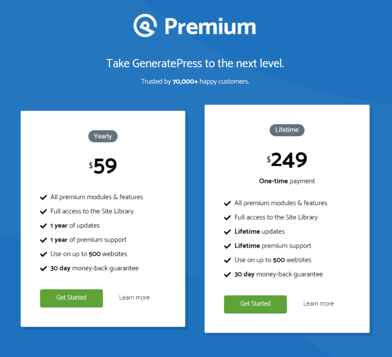 GeneratePress Premium Pricing
