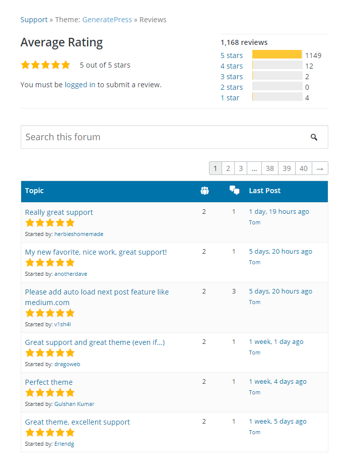 GeneratePress Reviews & Ratings on WordPress.org - What Do Users Have to Say