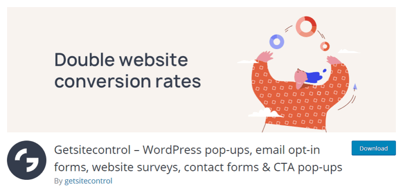 Getsitecontrol - WordPress pop ups email opt in forms website surveys contact forms & CTA pop ups