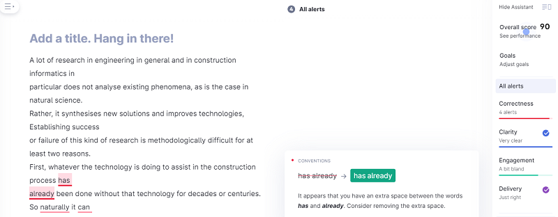 Grammarly- one of the free punctuation checker tools
