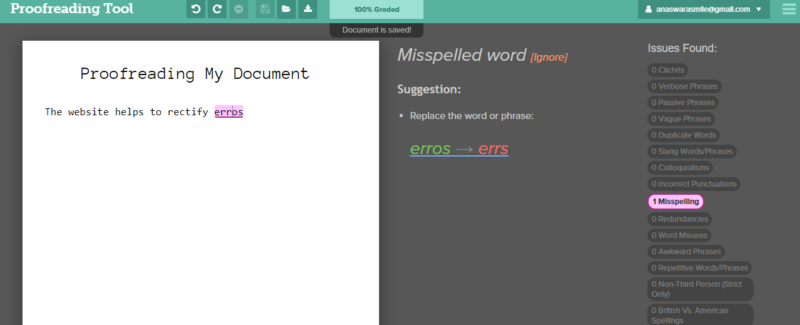 Proofreading Tool- To Check Grammar and Readability