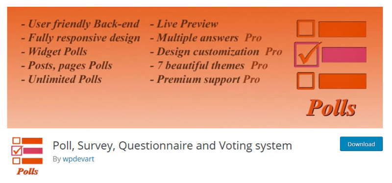 WordPress Polls - Poll Survey Questionnaire and Voting system