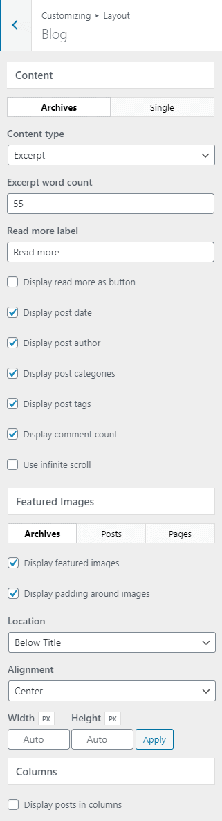 Blog Layout Customization