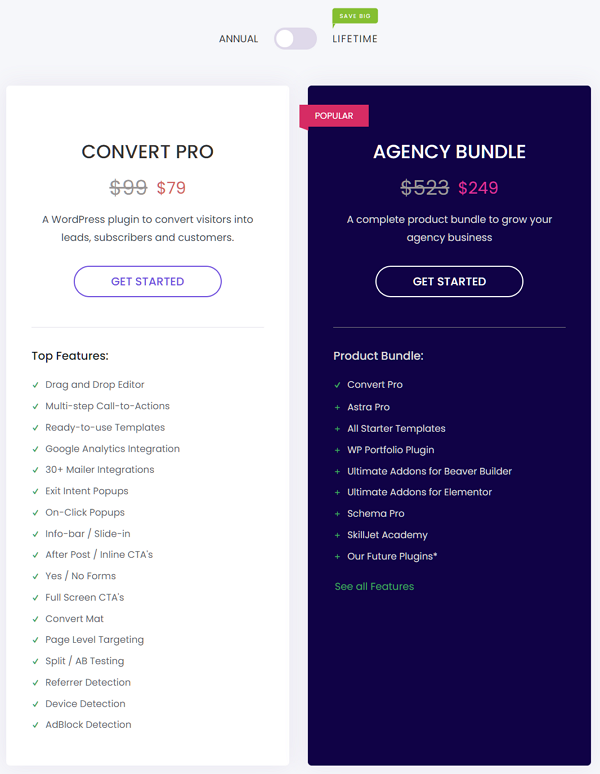 Convert Pro Pricing Plans 