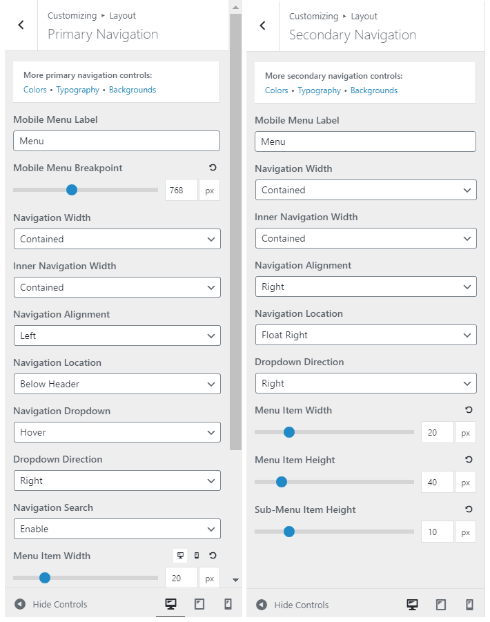 Primary and Secondary Navigation in GeneratePress